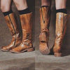 Women'S Belt Buckle Low Heel Leather Boots 07124597C