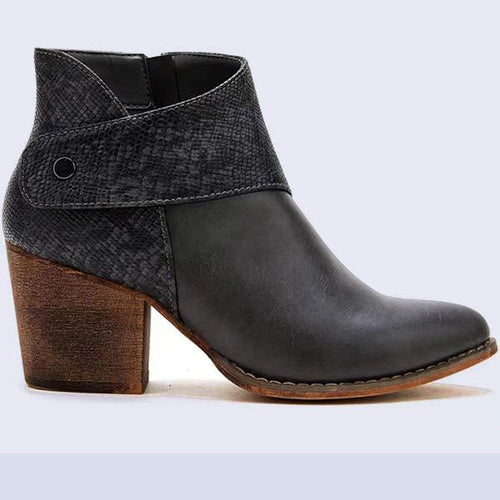 Women'S Medium Chunky Heel Colorblock Ankle Boots 18210542C