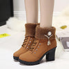 Women'S Rough-Heeled Lace-Up Rhinestone Woolly Boot 28875788C