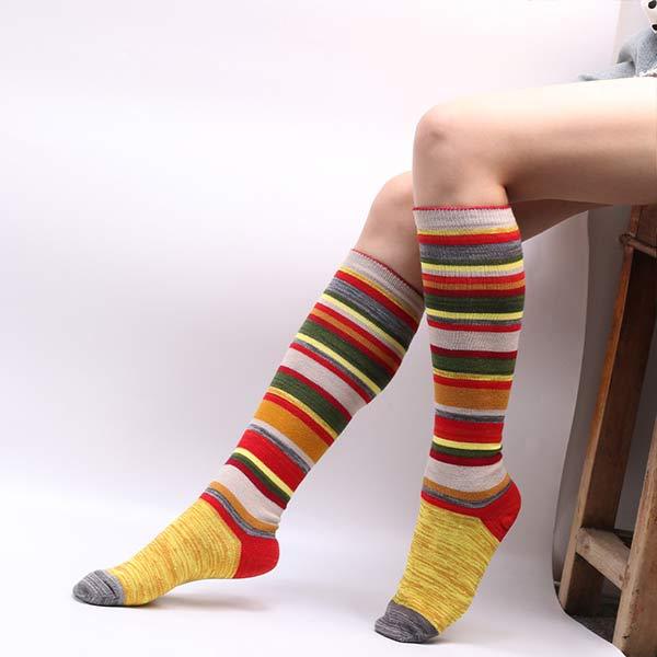 Color Striped Long Knee Cotton Socks 60468350C